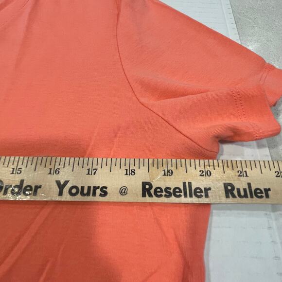 Jones New York Signature Orange pullover Tee extra Large metal logo on hem Vneck - Picture 4 of 10
